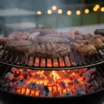 cuisson de viandes sur un barbecue à charbon de bois