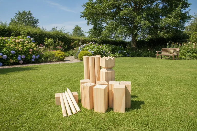 jeu de kubb sur une pelouse