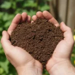 Savoir quand son compost est prêt à l'emploi 3 Compost brun foncé et grumeleux tenu dans deux mains en coupe
